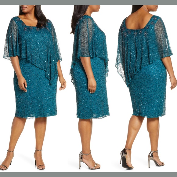 pisarro nights beaded cape dress BABEYOND Sparkling Cape Sleeve 1920s Wedding Guest Evening Gowns, Beaded 1920s Long Flapper Dress, Black / Silver, Size 8 main image 0